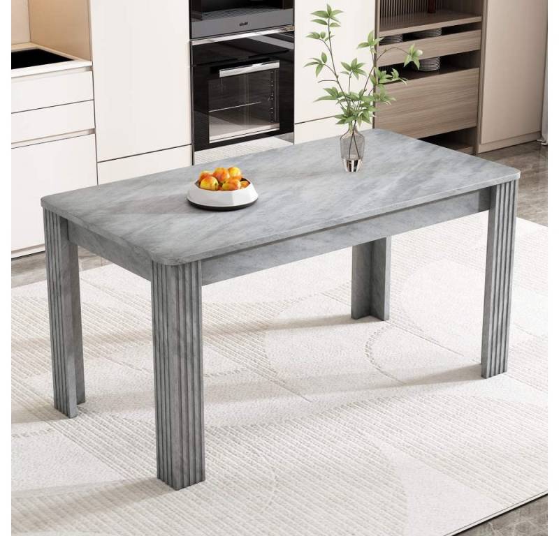 BBWL Esstisch Moderner Esstisch in Beton-Optik mit Holzmaserung,116 × 65 × 75 cm (Rechteckiger Tisch mit vier stabilen Beinen, pflegeleichter Oberfläche und robuster Spanplatte,belastbar bis 130 kg) von BBWL