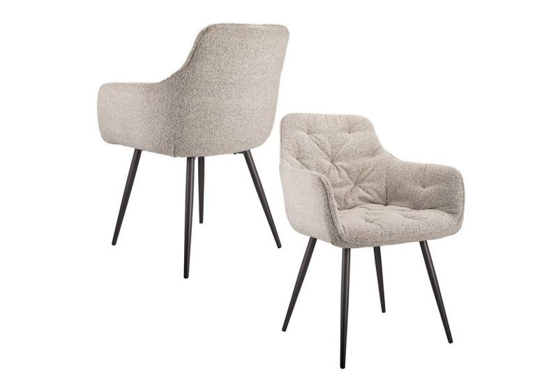 BBWL Esszimmerstuhl 2er-Set Esszimmerstuhl,Bouclé‑Stoff, mit ergonomischer Rückenlehne (weicher Polsterung und stabilen Metallbeinen für stilvolles), komfortables Sitzen von BBWL