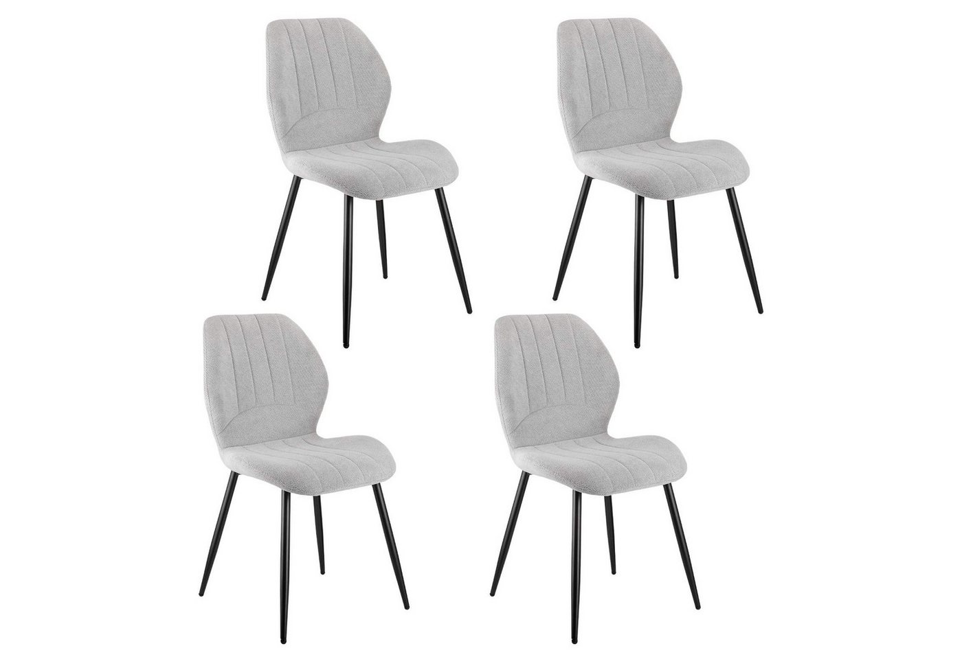 BBWL Esszimmerstuhl Esszimmerstühle 4er-Set Leinenstoff gepolstert, ergonomisch (platzsparend und pflegeleicht), mit Metallbeinen in Schwarz Sandstrahl-Optik von BBWL
