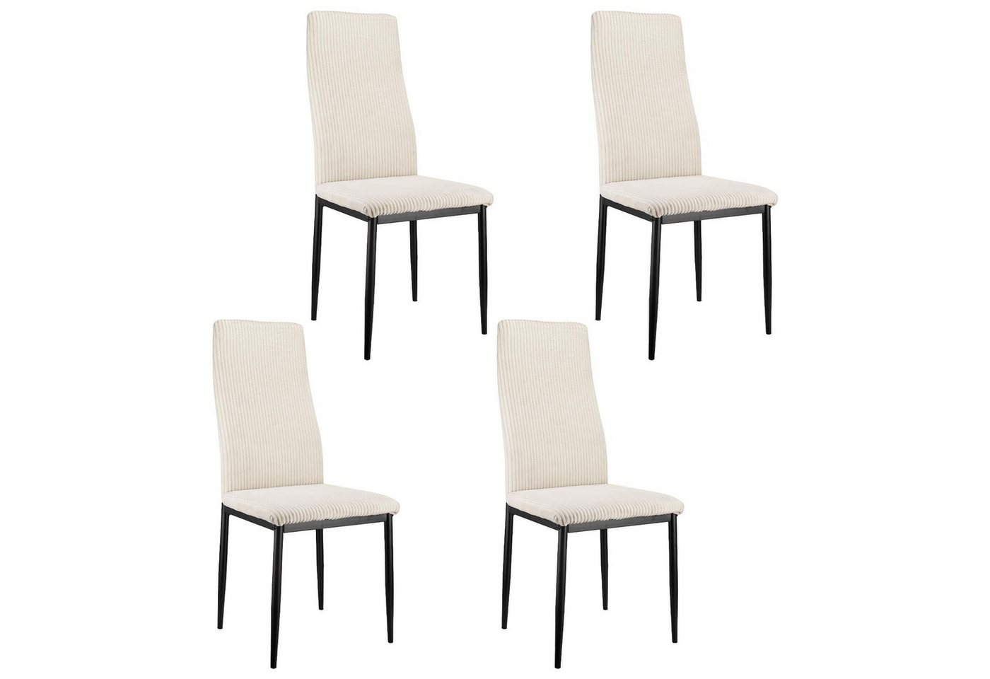 BBWL Esszimmerstuhl Esszimmerstuhl 4er-Set mit hoher Rückenlehne und gepolstertem Sitz (robustes Metallgestell, wahlweise Leinen- oder Cordstoffbezug), für langlebigen Komfort und modernes Design von BBWL