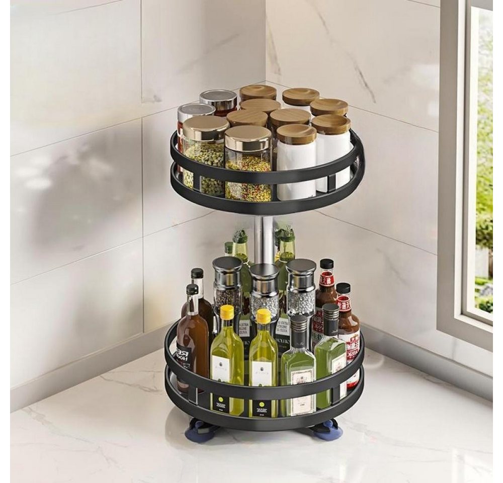 BBWL Küchenregal Drehbares Küchenregal Metall 2-stöckig, Verstellbares Gewürzregal, mit flexiblem Ebenenabstand, großer Kapazität und rostfreiem Carbonstahl von BBWL