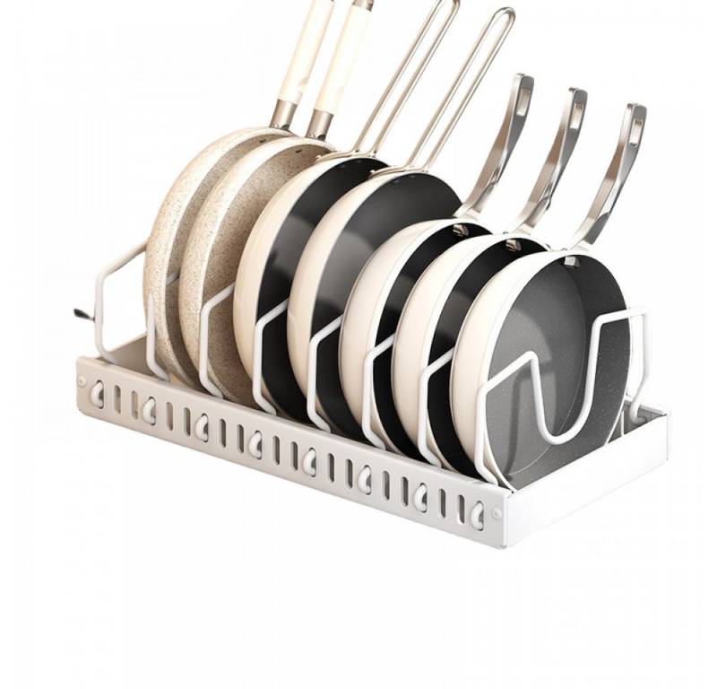 BBWL Küchenregal Verstellbarer Küchen-Pot Organizer für Schrank und Arbeitsplatte, mit Topfdeckel- und Geschirrhalter aus robustem Carbonstahl, einfach montierbar und pflegeleicht von BBWL