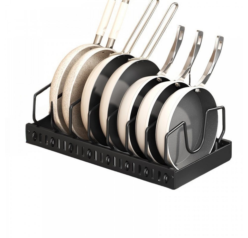 BBWL Küchenregal Verstellbarer Küchen-Pot Organizer für Schrank und Arbeitsplatte, mit Topfdeckel- und Geschirrhalter aus robustem Carbonstahl, einfach montierbar und pflegeleicht von BBWL