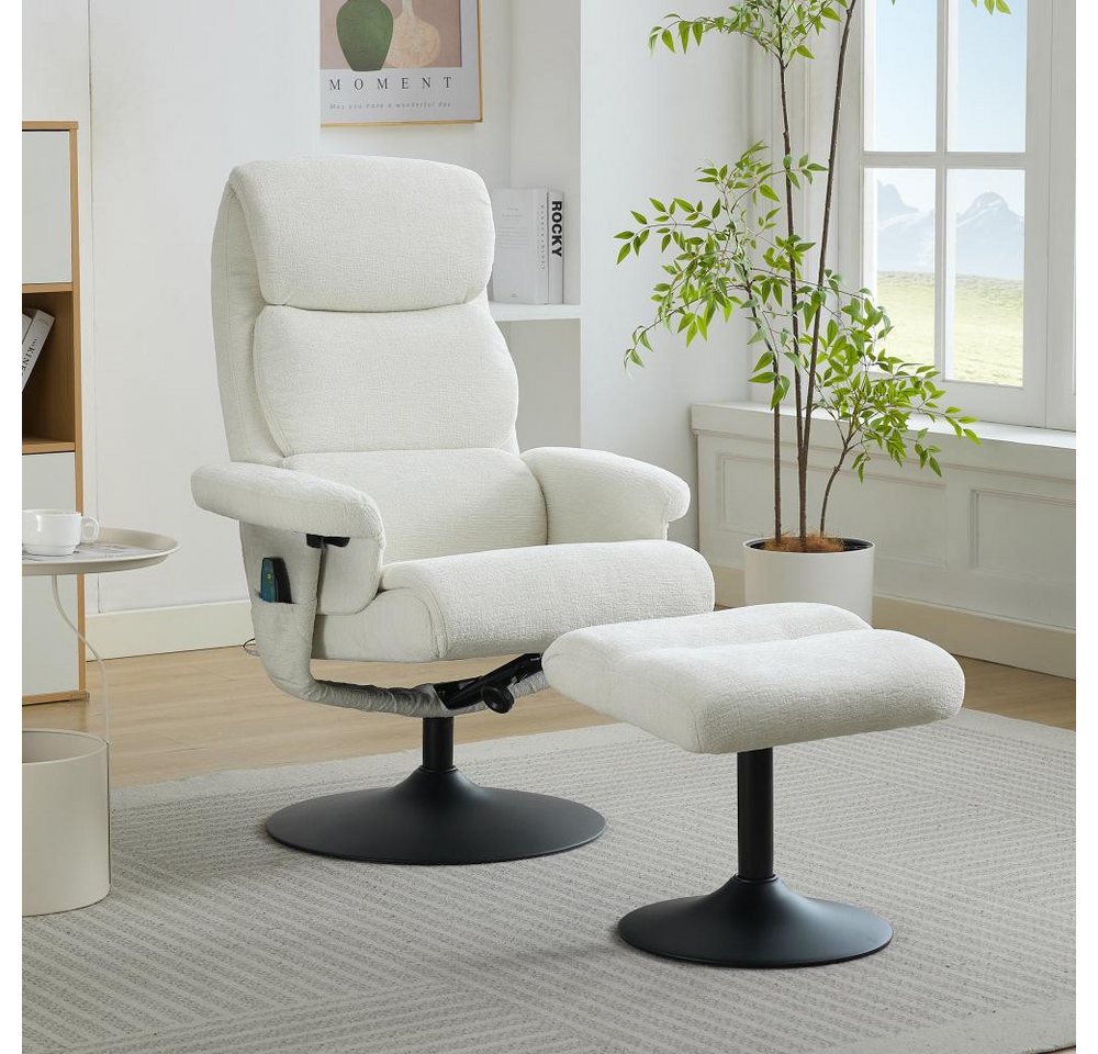 BBWL Relaxsessel Relaxsessel mit Massagefunktion und Heizsystem, 140° Liegefunktion, 360° drehbar, Hocker, Chenille-Stoff, weiß, ergonomisch & bequem BBWL Relaxsessel Relaxsessel mit Massagefunktion und Heizsystem, 140° Liegefunktion, 360° drehbar, Hocker, Chenille-Stoff, weiß, ergonomisch & bequem von BBWL