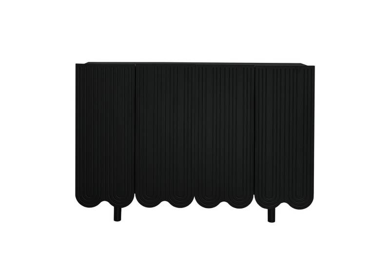 BBWL Sideboard Modernes Sideboard mit tropfenförmigen Türen 120x37.5x80.8cm (mit 4 Türen und Dämpfungsscharnieren großer Stauraum für Wohnzimmer hochwertige Holzoptik) von BBWL