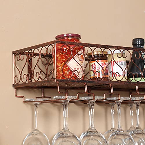 An der Wand montiertes Weinregal mit hängendem Glas- und Kelchhalter, Weinflaschenhalter, Lagerregal aus Eisen, schwebende Organizer-Regale für Bars, Restaurants, Küchen von BBXSD
