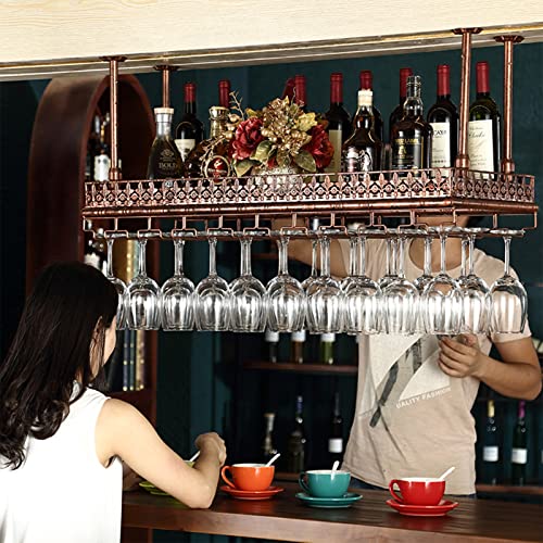 BBXSD Weinregal, an der Decke hängender Weinflaschenhalter, Vintage-Champagner-Gläser, Aufbewahrungsregal, Bar, Küche, Wandmontage, schwebende Organizer-Regale aus Metall von BBXSD