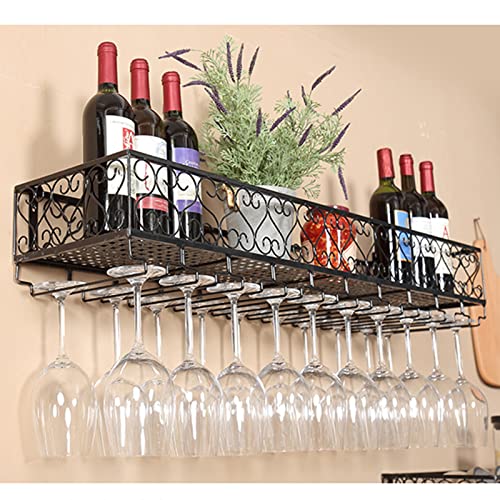 BBXSD Weinregal, an der Wand montierter Weinflaschenhalter, Home-Bar, Metall, Eisen, hängende Regale für Stielgläser, Gläser, Lagerregal, schwebender Organizer für Bar, Restaurant, Küche von BBXSD