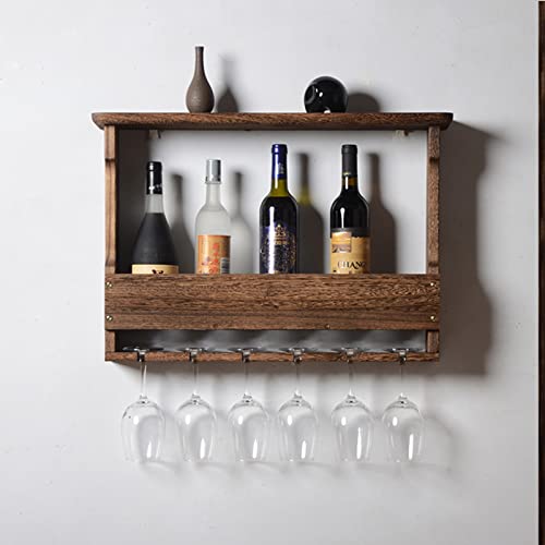 BBXSD Weinregal aus Holz, Wandmontierter Weinflaschenhalter, Hängendes Sektkelch-Glas-Lagerregal, 60 cm, Massivholz-Weinschrank für Küche, Bar, Restaurant von BBXSD