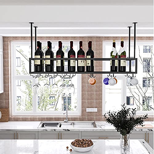 Weinregal, an der Decke hängender Weinflaschenhalter, Home Bar, Kelch-, Champagner- und Stielglasregal, an der Wand montierte Weinglasregale aus Metall, schwebende Organizer-Regale, für unter dem Sc von BBXSD