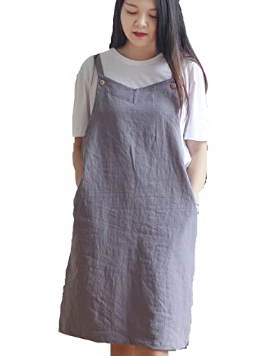 Verstellbare Küchenschürze im japanischen Stil, Baumwollleinen mit 2 Taschen Pinafore Schürze für Damen Chef Kellnerin Friseurin passt für Grill, Lack und Kreuz-Rücken-H Schulterriemen LightGray Verstellbare Küchenschürze im japanischen Stil, Baumwollleinen mit 2 Taschen Pinafore Schürze für Damen Chef Kellnerin Friseurin passt für Grill, Lack und Kreuz-Rücken-H Schulterriemen LightGray von BBYBBS