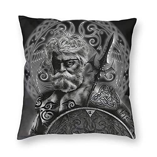 BBYOUTH Wikinger Dekokissen Fall Vintage 3D Druck Square Kissenbezug Für Männer Frauen Home Dekorative Sofa Norse Myth-Geschenk,Odin god,45x45cm von BBYOUTH