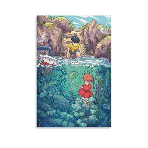 BBZL Ponyo Sulla Scogliera Poster Leinwand Kunst Dekoratives Gemälde Bild Druck Modern Familie Junge Mädchen Schlafzimmer Wohnzimmer Dekoration Wanddekoration Poster 30 x 45 cm von BBZL