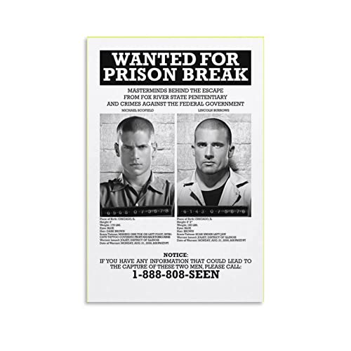 Prison Break TV-Serie Poster Leinwand Kunst Dekoratives Gemälde Bild Druck Modern Familie Junge Mädchen Schlafzimmer Wohnzimmer Dekoration Wanddekoration Poster 60 x 90 cm von BBZL