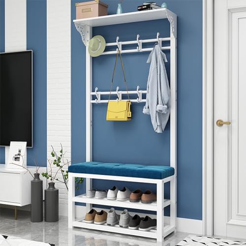 3-in-1 Flurbaum mit Bank und Schuhaufbewahrung 3-in-1 freistehende hölzerne appenhalter Metallrahmen für Home Office Schlafzimmer Wohnzimmer 3-in-1 Flurbaum mit Bank und Schuhaufbewahrung 3-in-1 freistehende hölzerne appenhalter Metallrahmen für Home Office Schlafzimmer Wohnzimmer von BBioss