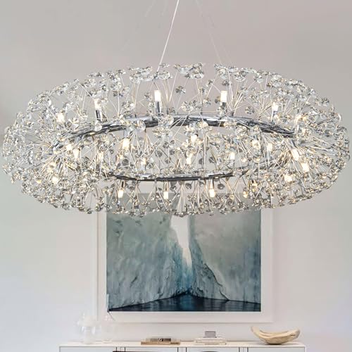 40-Zoll-moderner Luxus Kristall-Kronleuchter - Extra große silberne Flur- und Treppenbeleuchtung 28 Lampen Elegantes Design für Wohnzimmer High-End-Wohnkultur 40-Zoll-moderner Luxus Kristall-Kronleuchter - Extra große silberne Flur- und Treppenbeleuchtung 28 Lampen Elegantes Design für Wohnzimmer High-End-Wohnkultur von BBioss