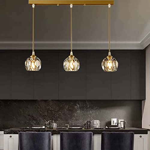 BBioss 3 flammige Deckenleuchte aus Gold Messing Kristall Sputnik Kronleuchter Leuchten Moderne Lineare Pendelleuchte für Schlafzimmer Wohnzimmer Esszimmer Küche Insel von BBioss