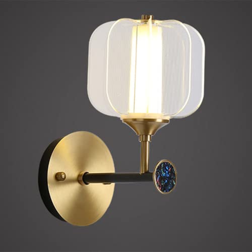 BBioss 8W LED Wandleuchte Innen Modern Dimmbar aus Messing mit Lampenschirm aus Acryl Dekorative Lampe für Schlafzimmer Flur Vitrine von BBioss