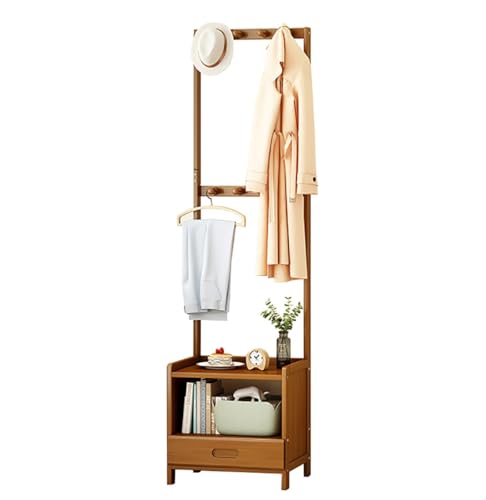 BBioss Bambusgarderobe mit Nachttisch, multifunktionaler Ständer und Schubladen für Kleidung, Regalschienen, Hosenhaken und Haken, ideal für die Organisation des Schlafzimmers. BBioss Bambusgarderobe mit Nachttisch, multifunktionaler Ständer und Schubladen für Kleidung, Regalschienen, Hosenhaken und Haken, ideal für die Organisation des Schlafzimmers. von BBioss