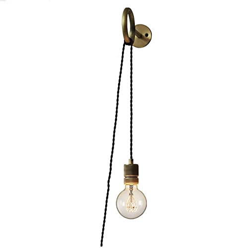 BBioss Einfache Wandleuchte im Vintage-Industriestil aus Messing E27 mit Schalter und 2 m Kabel, verstellbare Edison-Nachttischlampe, für Schlafzimmer, Flur, Flur, BALC von BBioss