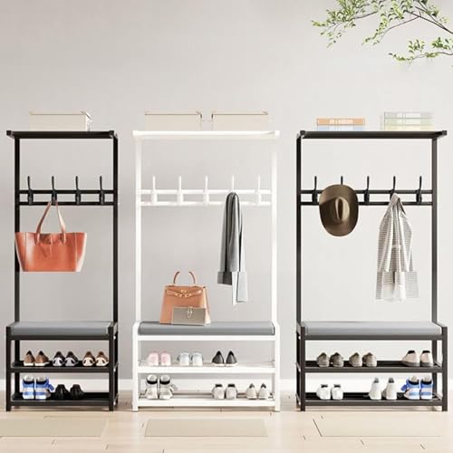 BBioss Eingangsbank mit Garderobe, Schuhaufbewahrung, 4-in-1-Haken und Hängestange, für ein aufgeräumtes Wohnen - Einfache Installation von BBioss