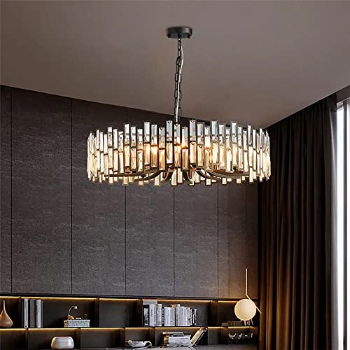 BBioss Eleganter Kronleuchter aus schwarzem Glas | Verstellbare Deckenleuchte mit 10 Lichtern für Esszimmer, Schlafzimmer, Wohnzimmer, Diele und Kücheninsel - moderne luxuriöse Dekoration von BBioss