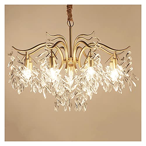 BBioss Europäischer LED-Kronleuchter, luxuriöse, goldene Beleuchtung für Küche, Esszimmer, Wohnzimmer, Schlafzimmer, Pendelleuchte, glänzend (Lampenschirmfarbe: 7 Köpfe) von BBioss