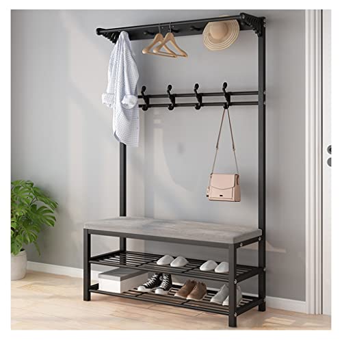 BBioss Exquisite Kleiderstange, Schuhbank, Garderobenständer, Kleiderbügel, Sitzbank, 3-in-1-Eingang mit Stauraum, freistehend, 9 abnehmbare Haken und 3-T von BBioss