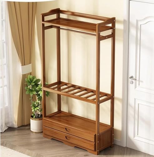 BBioss Freistehender Kleiderständer aus Holz mit Regalen, oberes Regal, 2 Schubladen und stehender Kleiderschrank-Organizer für Eingangsbereich oder Schlafzimmer. BBioss Freistehender Kleiderständer aus Holz mit Regalen, oberes Regal, 2 Schubladen und stehender Kleiderschrank-Organizer für Eingangsbereich oder Schlafzimmer. von BBioss