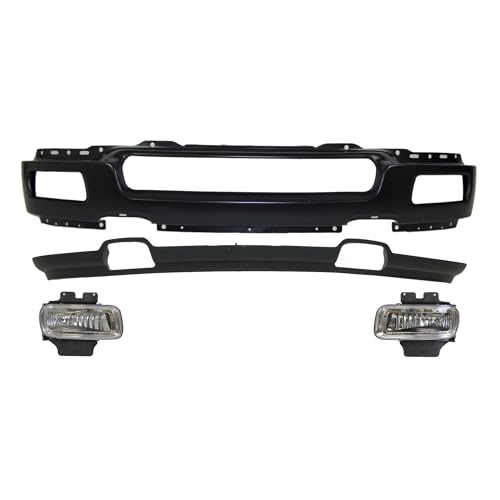 BBioss Frontstoßstange mit schwarzem Balken, Spoiler, Nebelscheinwerfer und Halterung für Ford F150 FX4 2004-2005 P190621114142 4WD von BBioss