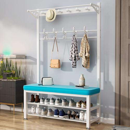 BBioss Garderobenständer, Flurbaum mit Schuhbank für Eingangsbereich, Aufbewahrung, 3-in-1-Regal, verschiedene Höhen, Eingangsregal, Holzoptik, Akzentmöbel, Metallrahmen BBioss Garderobenständer, Flurbaum mit Schuhbank für Eingangsbereich, Aufbewahrung, 3-in-1-Regal, verschiedene Höhen, Eingangsregal, Holzoptik, Akzentmöbel, Metallrahmen von BBioss