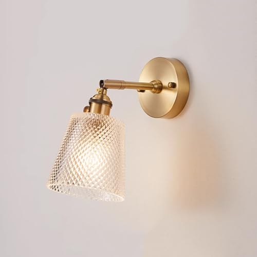 BBioss Handgefertigte Wandleuchten mit Glasschirm, 1-flammige Messingwandleuchte, verstellbare Innenbeleuchtung, Leuchten zur Montage am Schlafzimmer, co von BBioss