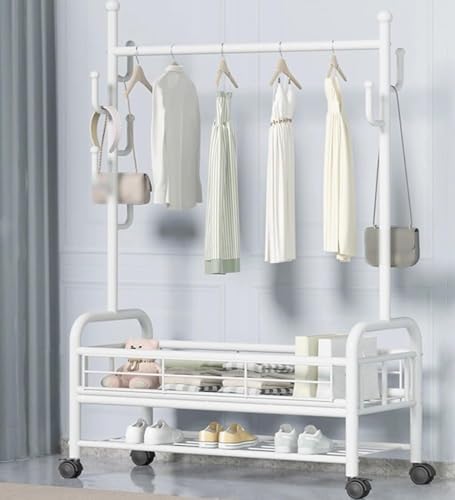 BBioss Kleiderbügel aus Metall in Form eines Esels, mit Rollen und sieben Haken, Aufbewahrungskorb, 100 x 34 x 156 cm von BBioss