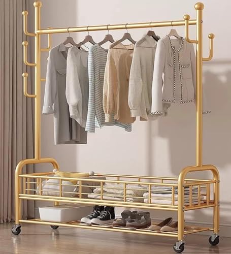 BBioss Kleiderbügel aus Metall in Form eines Esels und Rädern, Aufbewahrungskorb mit sieben Haken und Regal, 150 x 34 x 156 cm BBioss Kleiderbügel aus Metall in Form eines Esels und Rädern, Aufbewahrungskorb mit sieben Haken und Regal, 150 x 34 x 156 cm von BBioss