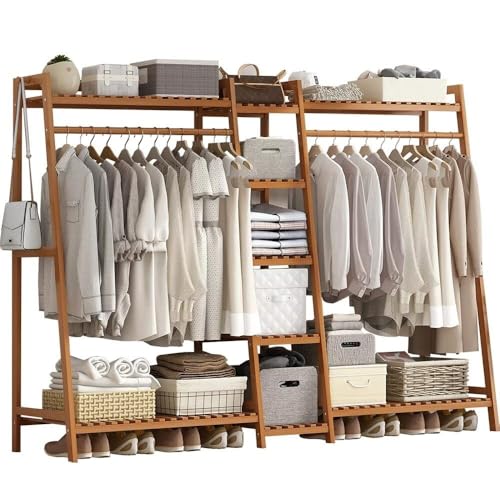 BBioss Kleiderständer aus Bambus, freistehend, für Schlafzimmer und Wohnzimmer, großes und einfaches Design (Braun, 190 x 40 x 140 cm) von BBioss
