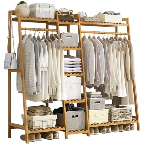 BBioss Kleiderständer aus Bambus, freistehend, für Schlafzimmer und Wohnzimmer, großes und einfaches Design (Holzfarben, 160 x 40 x 140 cm) von BBioss