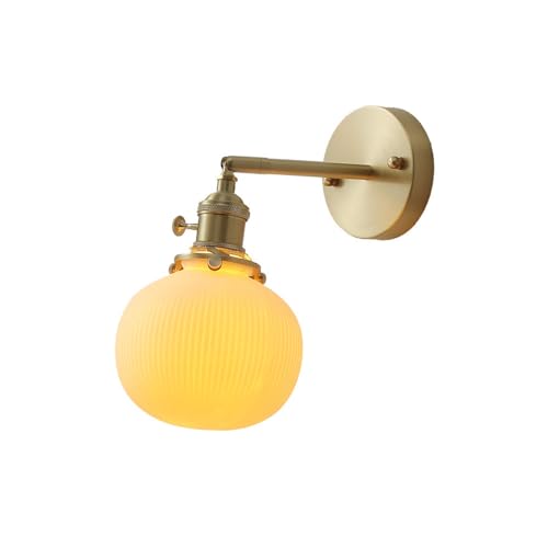 BBioss Kleine Wandleuchten aus weißer Keramik, moderne verstellbare Wandleuchten aus Messing, Beleuchtung für Bad und Flur, Nachttischlampen für Schlafzimmer von BBioss