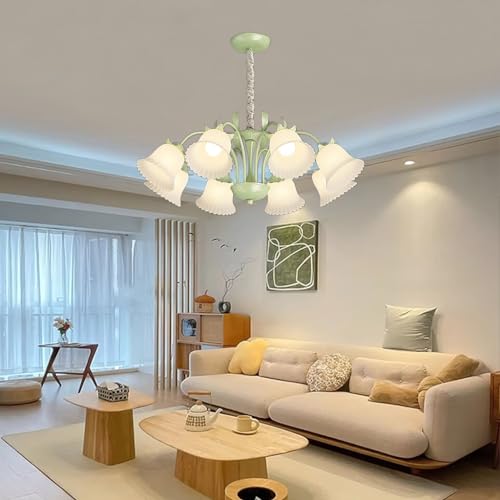 BBioss Kronleuchter Bauernhaus E27 Innen Dekorative Deckenleuchte Halb-Einbauleuchte 8 Lampen Retro Eisen Blume Hängend Geeignet für Schlafzimmer Wohnzimmer Restaur von BBioss