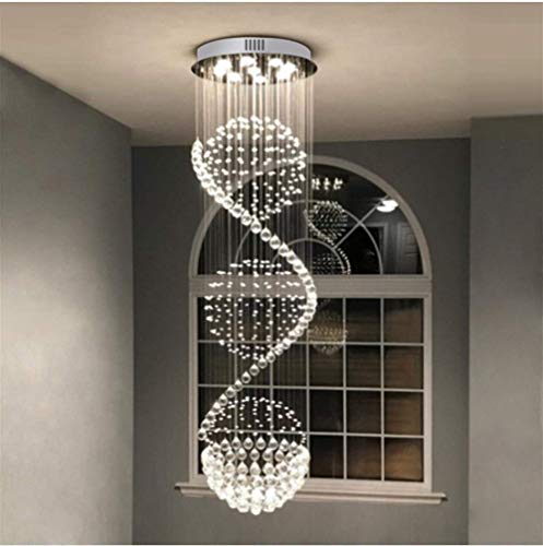 BBioss Kronleuchter K9 Kristallkugel, transparent, Hängeleuchte, Deckenleuchte, Spirale, modern, für eine romantische Dekoration im Eingangsbereich von BBioss
