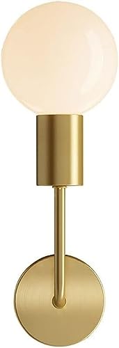 BBioss LED-Wandleuchte aus gebürstetem Messing mit Milchglaskugel und Glühbirne, Beleuchtung für Nachttisch, Treppen, Flur, Bad, minimalistische Innenwandleuchte BBioss LED-Wandleuchte aus gebürstetem Messing mit Milchglaskugel und Glühbirne, Beleuchtung für Nachttisch, Treppen, Flur, Bad, minimalistische Innenwandleuchte von BBioss
