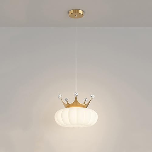 BBioss Milchweiße Hängelampe für die Küche, mit Lampenschirm aus Acrylglas und Kürbisform, mit LED-Dimmung, große Deckenleuchte in Kronenform, ideal BBioss Milchweiße Hängelampe für die Küche, mit Lampenschirm aus Acrylglas und Kürbisform, mit LED-Dimmung, große Deckenleuchte in Kronenform, ideal von BBioss