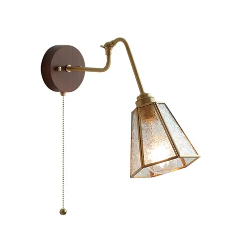 BBioss Minimalistische Wandleuchte aus Messing, Lampen mit Glasschirm mit 1 Licht, Nachttischlampen für Schlafzimmer, verstellbare Beleuchtung für den Flur von BBioss