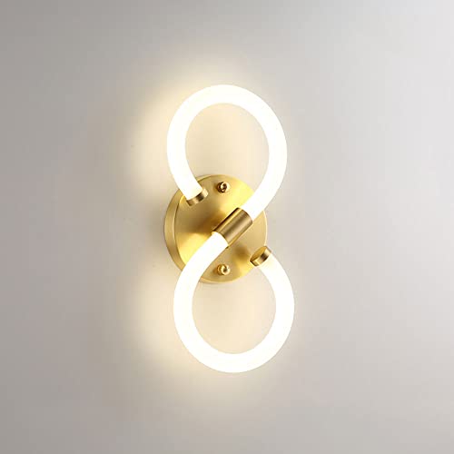 BBioss Moderne LED-Wandleuchte aus Messing mit 3 Farbmodi, Innenbeleuchtung, nordische Nachttischlampe, Waschleuchten für Wohnzimmer und Schlafzimmer. von BBioss