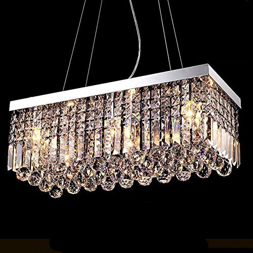 BBioss Moderne Regentropfen Rechteckige K9 Kristall Kronleuchter, Wohnzimmer Schlafzimmer oder Leder L60Cmx B25Cmx H18Cm, 80 * 25 18cm von BBioss