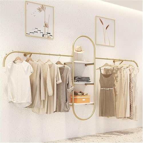 BBioss Moderne Wandgarderobe, Gold, mit Ständer, 300 cm lang von BBioss