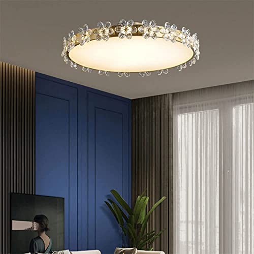 BBioss Moderne goldene LED-Deckenleuchte, Luxus-Kristallleuchte, runder Kronleuchter für Schlafzimmer, nordische postmoderne Villa für Wohnzimmer, Schlafzimmer, Küche (Farbe: 53 cm) F von BBioss