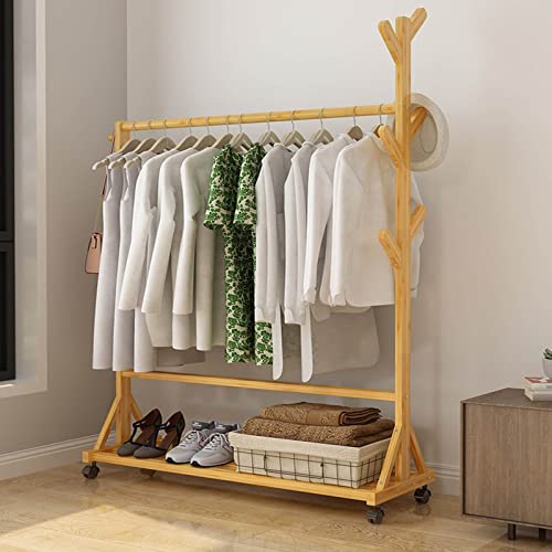 BBioss Moderner Kleiderständer für Schlafzimmer, mit stabilen Füßen und unabhängigen Stangen für stabilen Stand und hohe Tragfähigkeit (Gelb, 70 x 158 cm) von BBioss