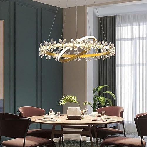 BBioss Moderner LED-Kronleuchter, zwei Kristallringe, 40 W, dimmbar, mit extragroßen Blütenblättern, für Esszimmer, Küche, Wohnzimmer BBioss Moderner LED-Kronleuchter, zwei Kristallringe, 40 W, dimmbar, mit extragroßen Blütenblättern, für Esszimmer, Küche, Wohnzimmer von BBioss