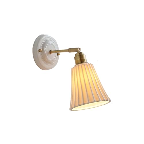BBioss Nachttisch-Wandleuchten, Lampenschirm aus Keramik, Wandleuchte aus Messing mit 1 Licht, verstellbare Beleuchtung für Innenräume, Lichter zur Montage am Korridor B von BBioss