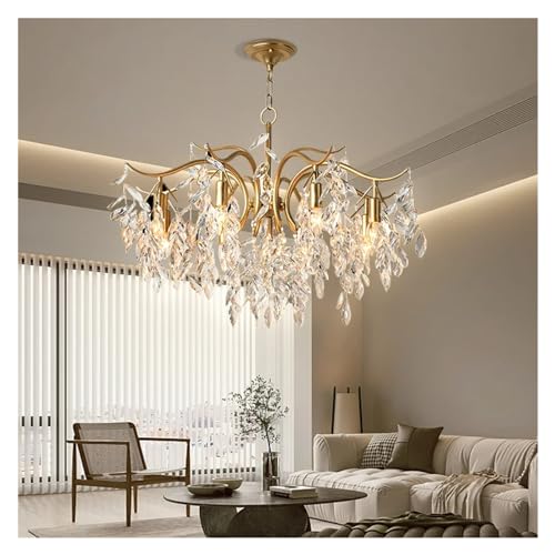 BBioss Pendelleuchte Modern Kristall Deckenleuchter Schwarz für Wohnzimmer Esszimmer Schlafzimmer Küche Kerzenleuchter Küchen (Gold - D110x65cm, 13 Köpfe) von BBioss